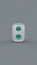 Soft Silver Dual-Port Fast Charger with Teal Accent